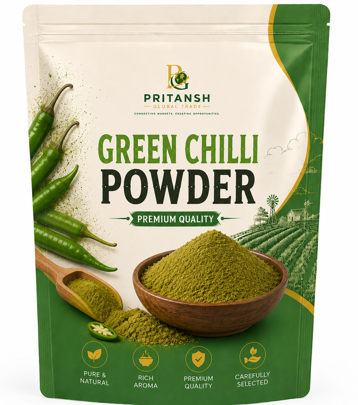 Home green chilli powder