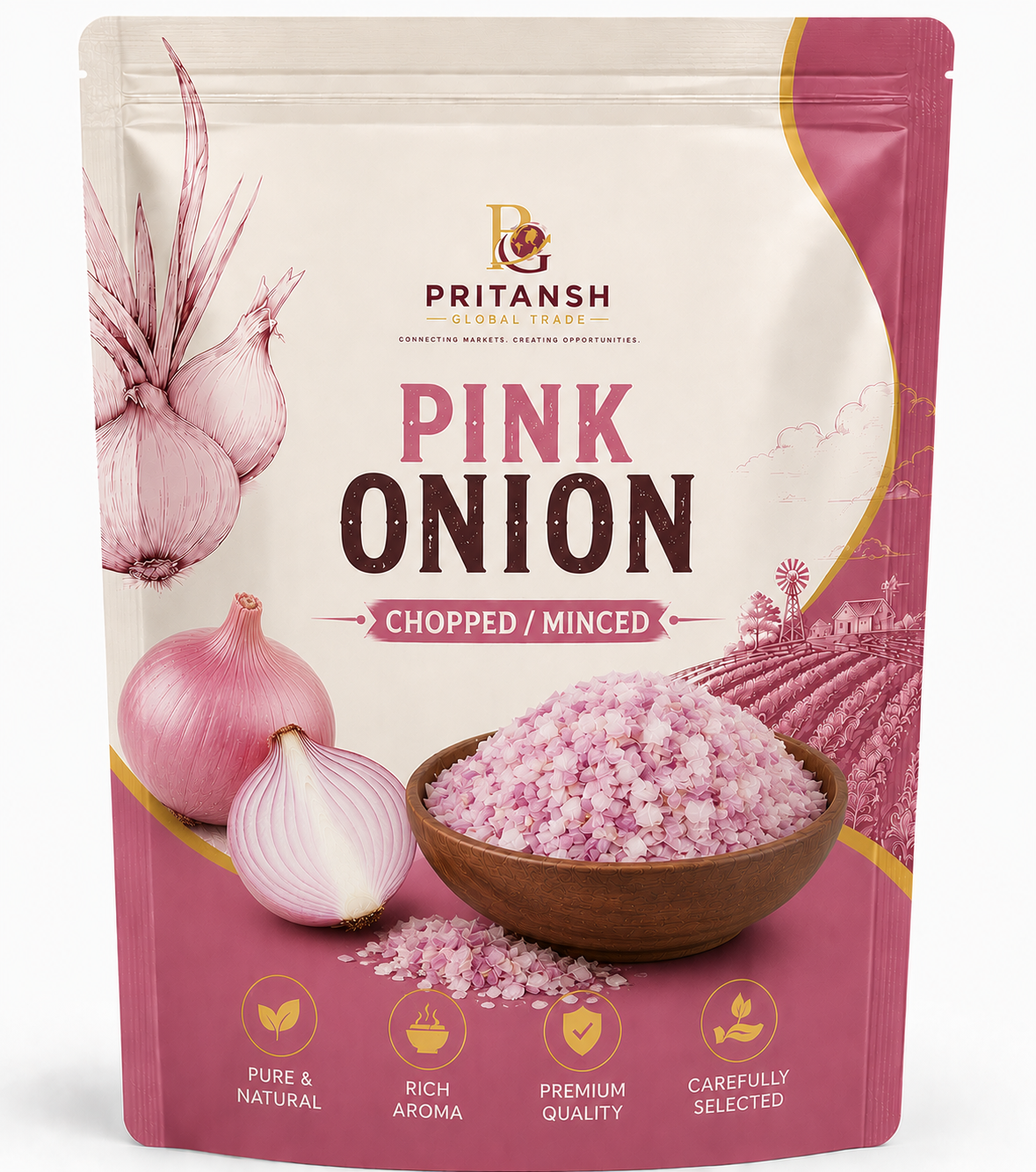 Home pink onion choppedminced