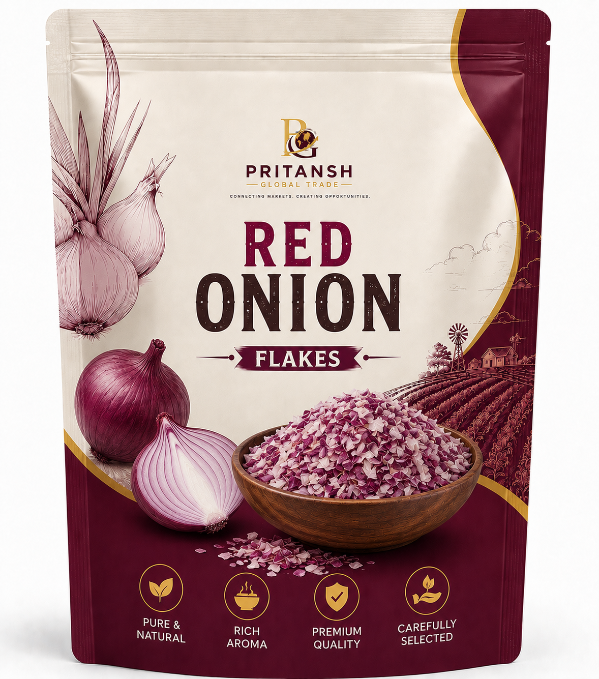 Home red onion flakes