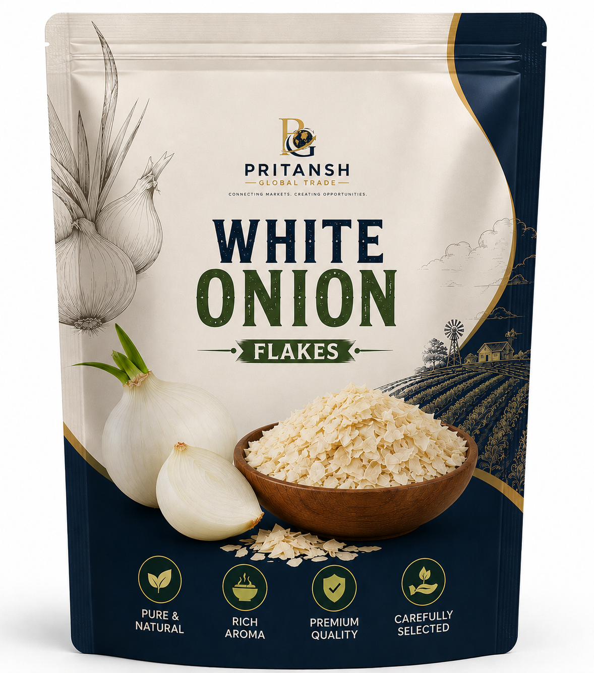 Home white onion flakes