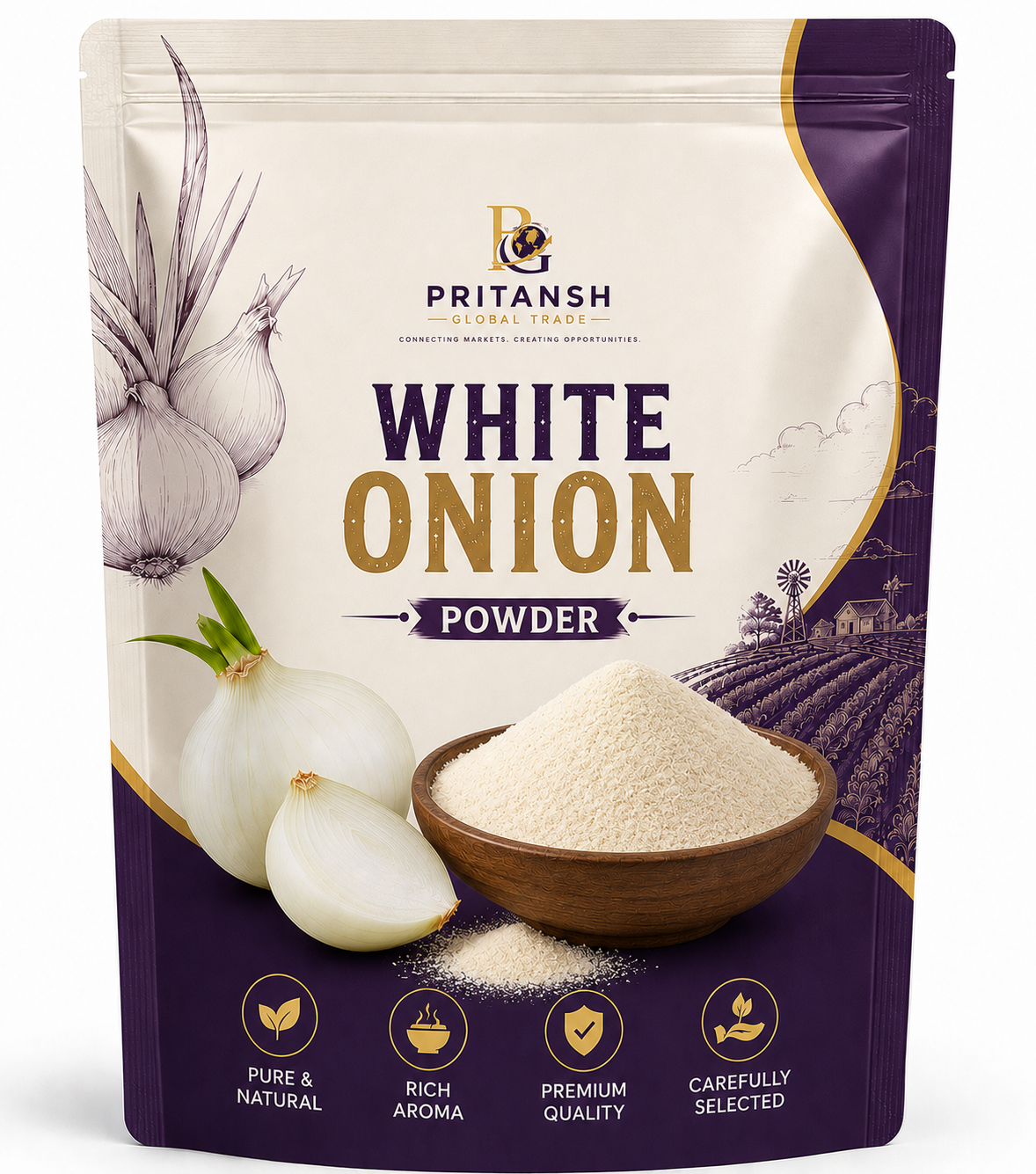 Home white onion powder